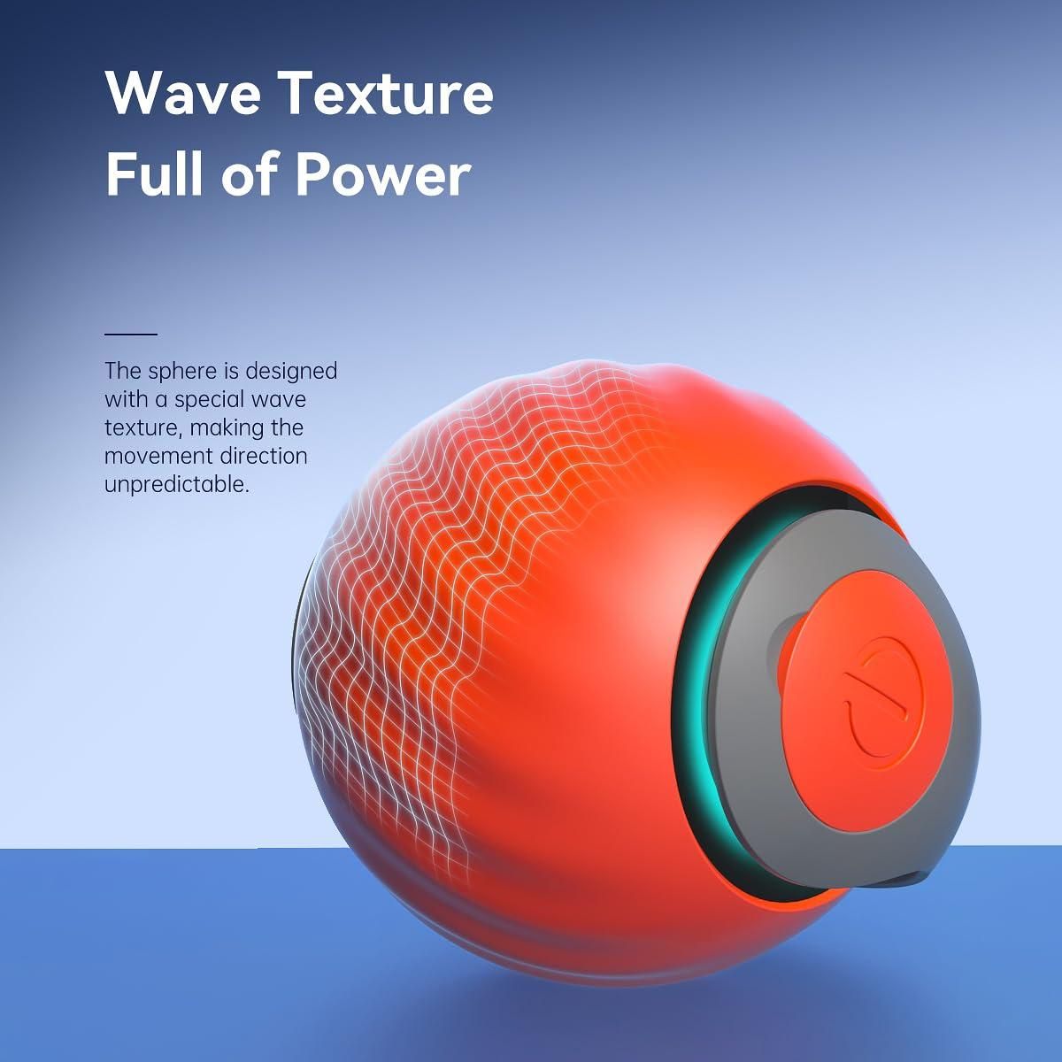 Red sphere with wave texture on a blue background