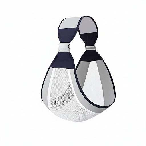 White and navy blue mesh bag on a white background